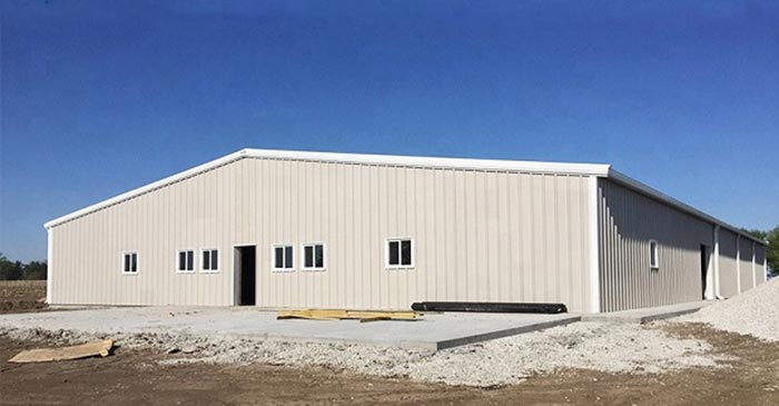 double slope roof steel building