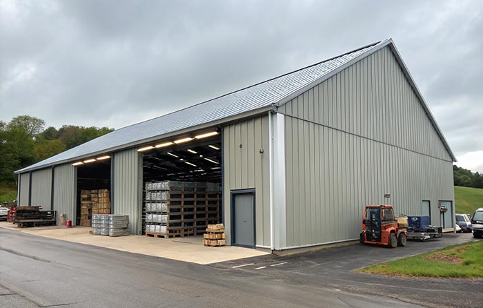 double slope roof steel building