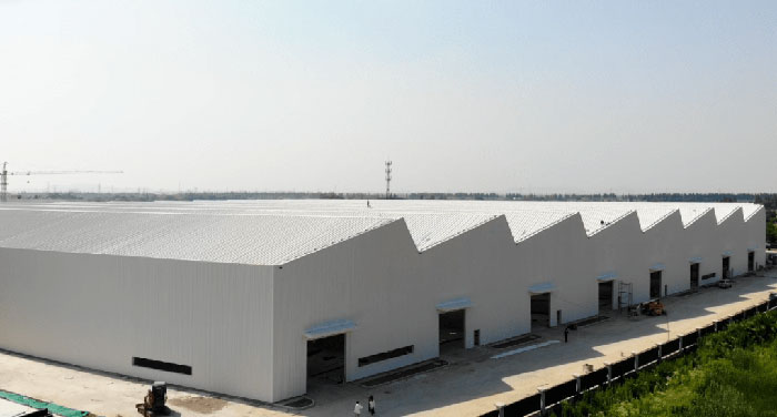 low slope double slope roof steel building