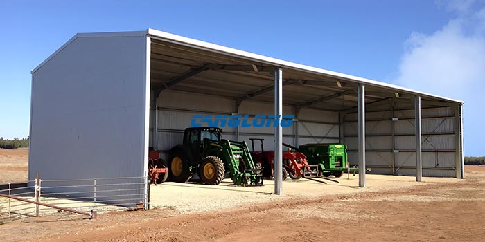 three sided steel structure shed