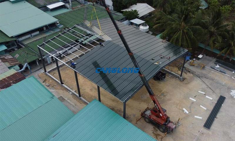 steel structure shed roof installation