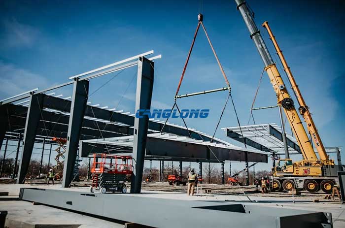 Heavy-duty steel frame designed for industrial wind and snow load requirements