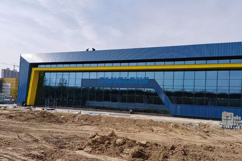 Finished steel industrial plant with curtain wall façade in Skopje, North Macedonia