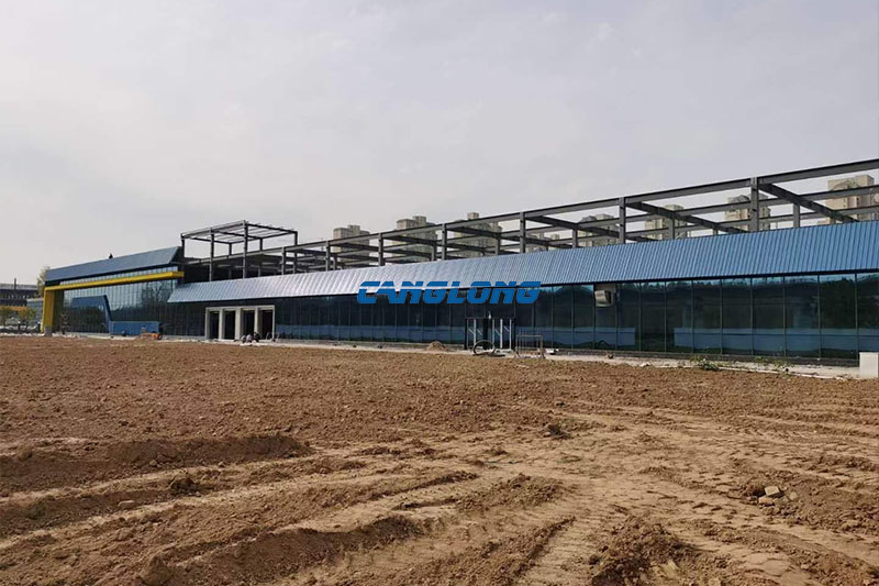 Roof sheeting and curtain wall installation on the industrial plant in Skopje, North Macedonia