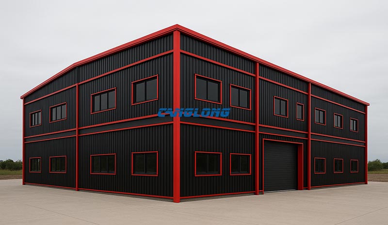 double-story steel structure factory building