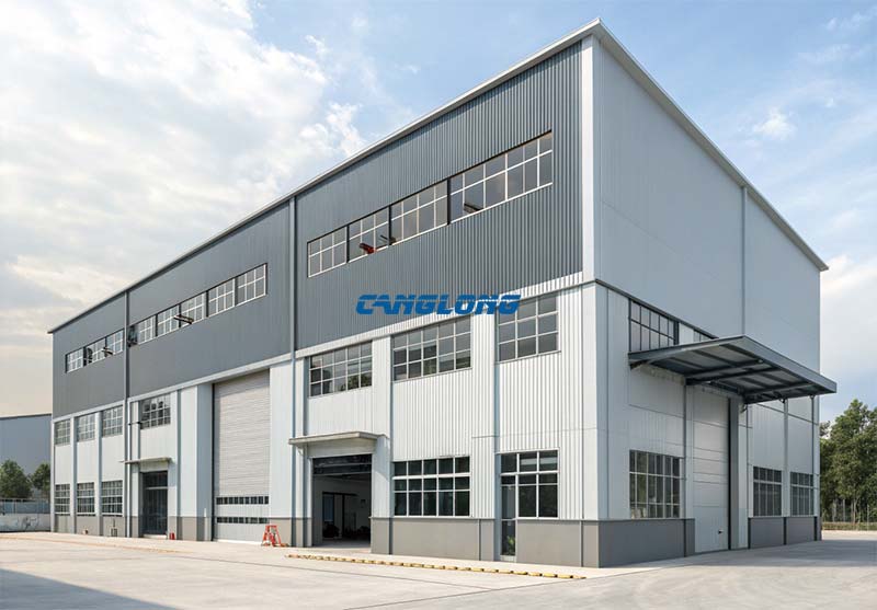 double-story steel structure factory building