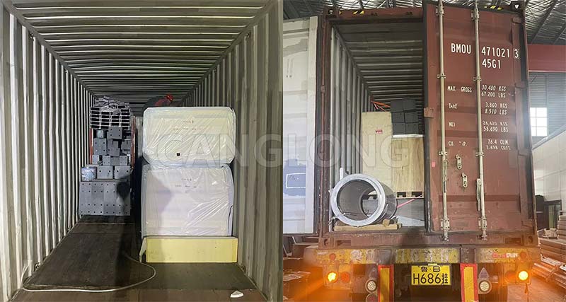 single slope steel workshop kit packaged and shipped