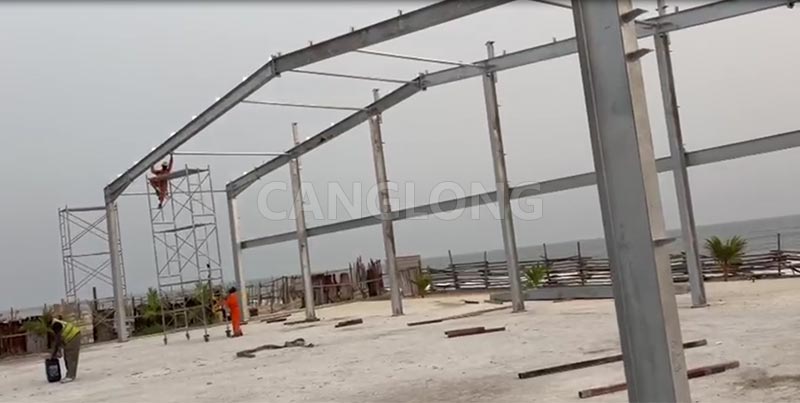 galvanized steel structure hall installation
